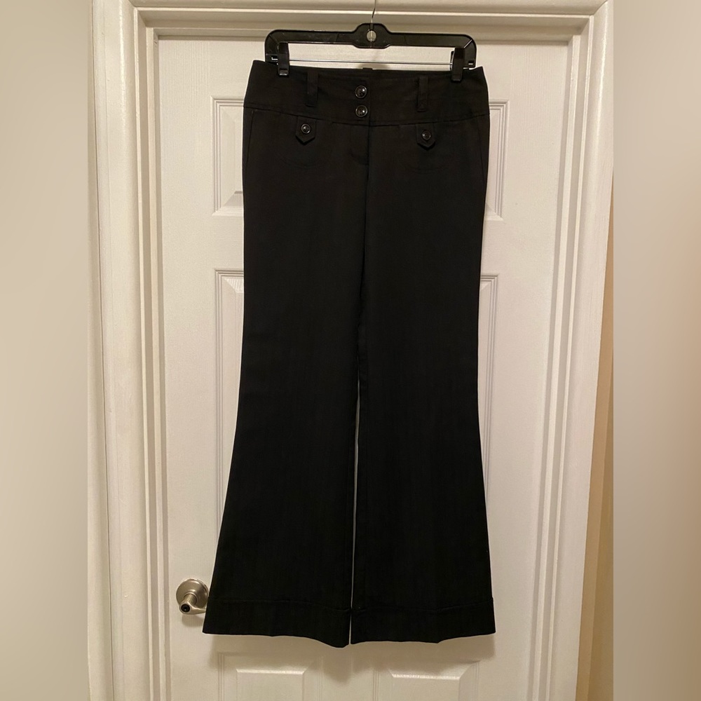 Charlotte Russe Wide Leg black/black pinstripe low rise Dress Pant size 5